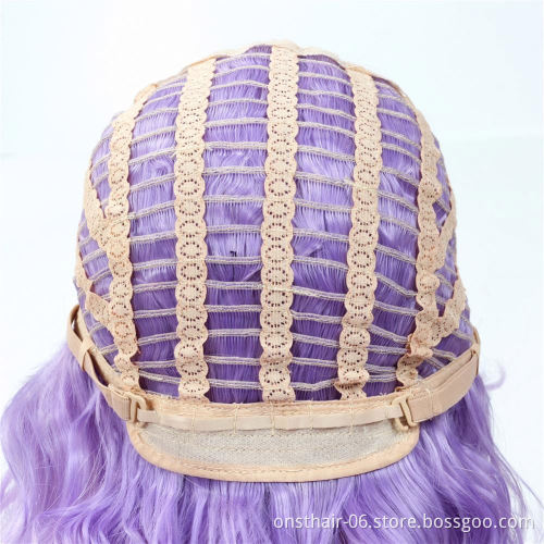 MYZYR own brand wig high-quality heat-resistant synthetic wig 16 inches, fluffy wavy bangs wig, noble gold artificial wig